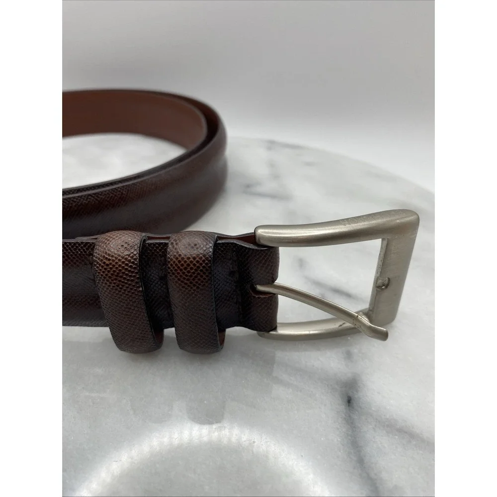 Bachrach‎ Italian Leather Dark Brown Belt - Solid Buckle - Men's 42